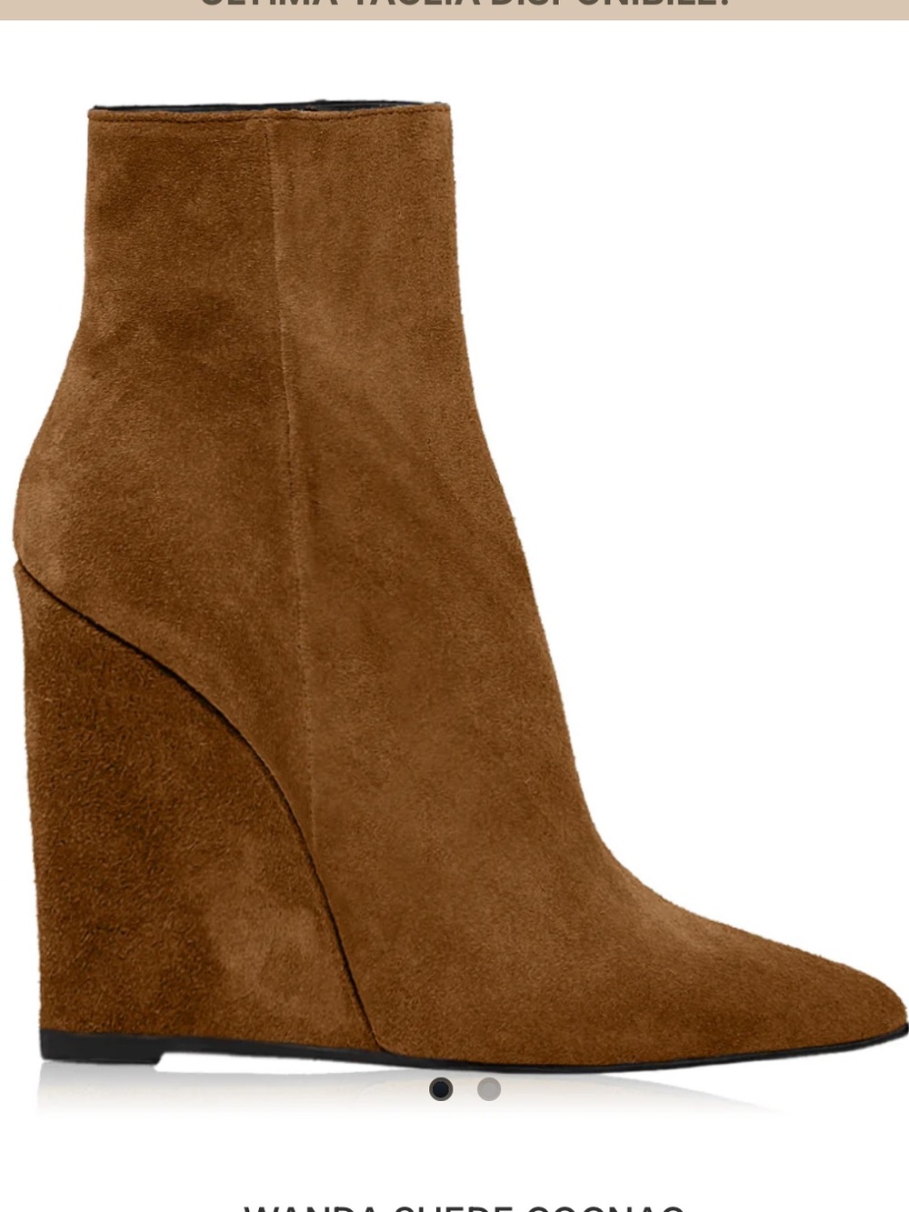 Suede Wedge Ankle Boots in Cognac. BNNW